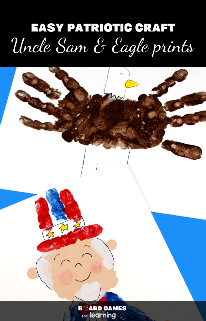 Patriotic fun for your little one! How to make an Uncle Sam or Eagle print.